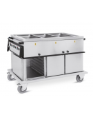 Carrello termico armadiato - 3xGN1/1 - temp. differenziate - 3 vani inferiori neutri, guide stampate - cm 134x72x96h