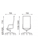 Poltrona monoscocca con schienale alto imbottito - Rivestimento in Ecopelle ignifuga - Meccanismo piastra a gas - CAM