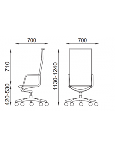 Poltrona monoscocca con schienale alto imbottito - Rivestimento in Ecopelle ignifuga - Meccanismo piastra a gas - CAM