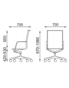 Poltrona monoscocca con schienale medio imbottito - Rivestimento in Ecopelle ignifuga - Meccanismo piastra a gas