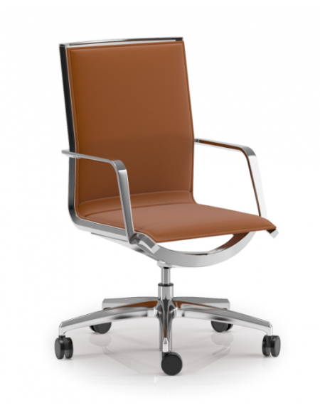 Poltrona monoscocca con schienale medio imbottito - Rivestimento in Ecopelle ignifuga - Meccanismo piastra a gas