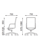 Poltrona monoscocca con schienale medio imbottito - Rivestimento in Ecopelle ignifuga - Meccanismo gas oscillante
