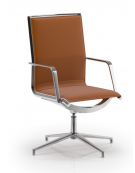 Poltrona visitatori con schienale medio imbottito - Rivestimento in Ecopelle ignifuga - Meccanismo piastra a gas