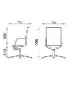 Poltrona visitatori con schienale medio imbottito - Rivestimento in Ecopelle ignifuga - Meccanismo piastra a gas