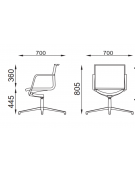 Poltrona visitatori con schienale basso imbottito - Rivestimento in Ecopelle ignifuga - Meccanismo piastra a gas