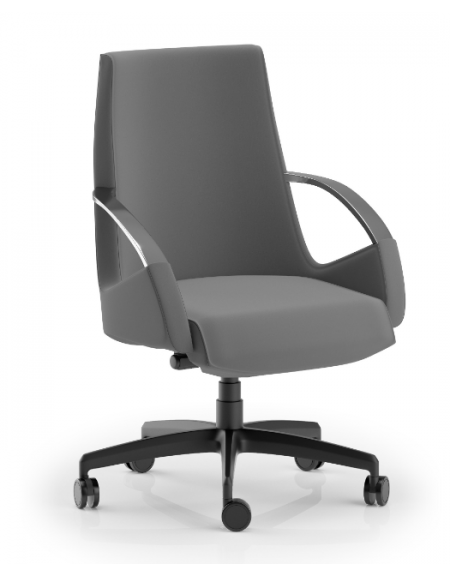 Poltrona schienale medio con braccioli fissi integrati - Rivestimento in Ecopelle o Poliestere ignifugo - Certificata CAM