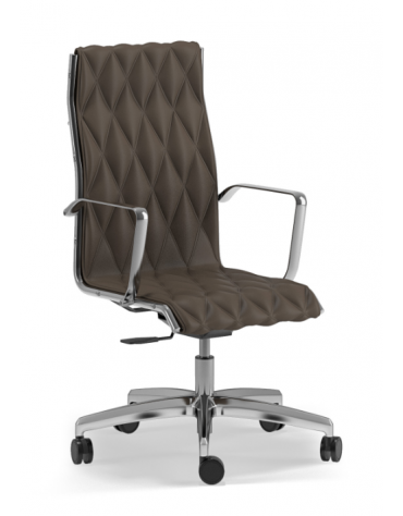 Poltrona direzionale con braccioli - cuciture a rombo e rivestimento ignifugo - Piastra a gas - Certificata CAM