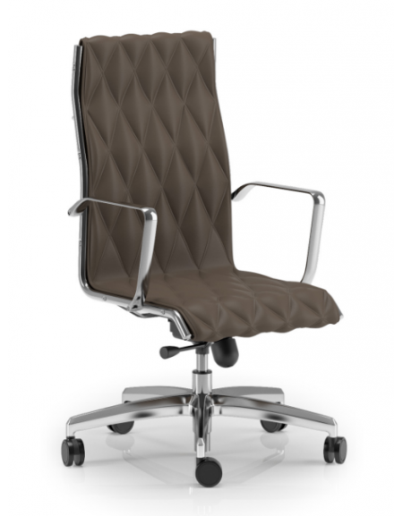 Poltrona direzionale con braccioli - cuciture a rombo e rivestimento ignifugo - Meccanismo a gas oscillante - CAM