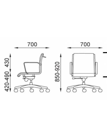 Poltrona semidirezionale con braccioli - cuciture a rombo e rivestimento ignifugo - Meccanismo a gas oscillante - CAM