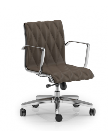 Poltrona semidirezionale con braccioli - cuciture a rombo e rivestimento ignifugo - Meccanismo a gas oscillante - CAM