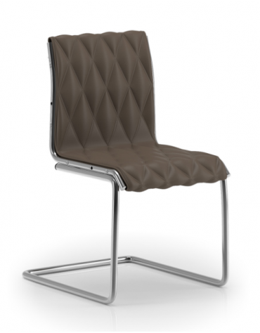 Poltrona visitatori a slitta, struttura in alluminio - cuciture a rombo e rivestimento ignifugo - Certificata CAM