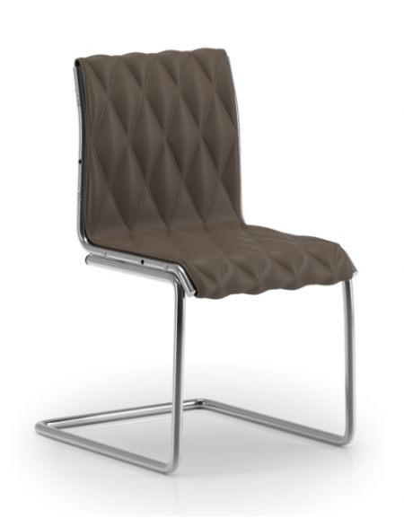 Poltrona visitatori a slitta, struttura in alluminio - cuciture a rombo e rivestimento ignifugo - Certificata CAM