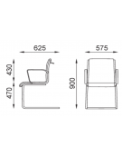 Poltrona visitatori a slitta, struttura in alluminio con braccioli fissi  - cuciture a rombo e rivestimento ignifugo - CAM