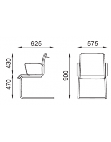 Poltrona visitatori a slitta, struttura in alluminio con braccioli fissi  - cuciture a rombo e rivestimento ignifugo - CAM