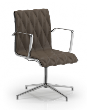 Poltrona visitatori girevole su base 4 razze con braccioli - cuciture a rombo e rivestimento ignifugo - Certificata CAM