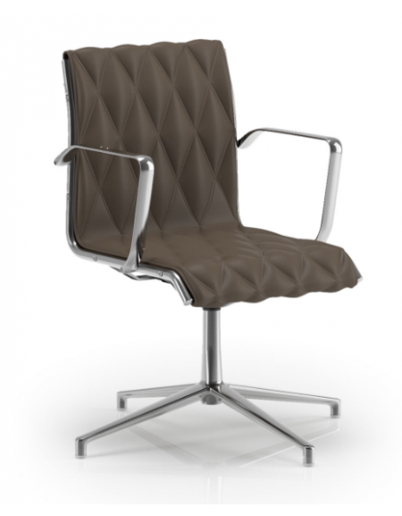 Poltrona visitatori girevole su base 4 razze con braccioli - cuciture a rombo e rivestimento ignifugo - Certificata CAM