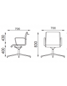 Poltrona visitatori girevole su base 4 razze con braccioli - cuciture a rombo e rivestimento ignifugo - Certificata CAM