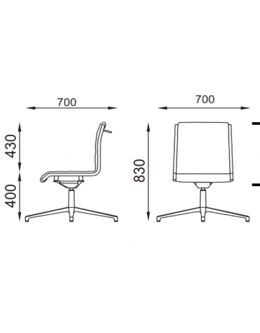 Poltrona visitatori girevole su base 4 razze senza braccioli - cuciture a rombo e rivestimento ignifugo - Certificata CAM