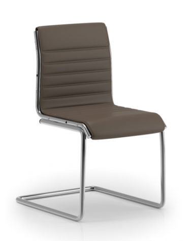 Poltrona visitatore a slitta, struttura in alluminio - senza braccioli - cuciture lineari e rivestimento ignifugo - CAM