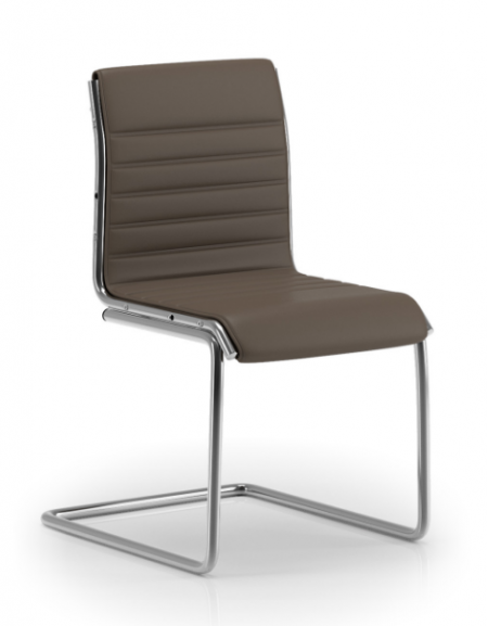 Poltrona visitatore a slitta, struttura in alluminio - senza braccioli - cuciture lineari e rivestimento ignifugo - CAM