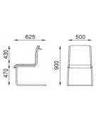Poltrona visitatore a slitta, struttura in alluminio - senza braccioli - cuciture lineari e rivestimento ignifugo - CAM