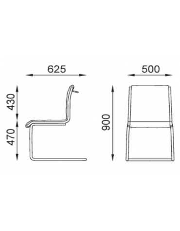 Poltrona visitatore a slitta, struttura in alluminio - senza braccioli - cuciture lineari e rivestimento ignifugo - CAM