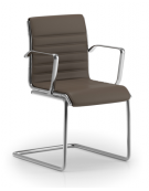 Poltrona visitatore a slitta, struttura in alluminio con braccioli - cuciture lineari e rivestimento ignifugo - CAM