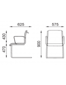 Poltrona visitatore a slitta, struttura in alluminio con braccioli - cuciture lineari e rivestimento ignifugo - CAM