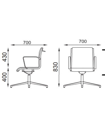 Poltrone visitatore girevole su base 4 razze con braccioli fissi - cuciture lineari e rivestimento ignifugo - Certificata CAM