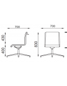 Poltrone visitatore girevole su base 4 razze - senza braccioli - cuciture lineari e rivestimento ignifugo - Certificata CAM