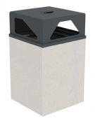 Cestino portarifiuti a base quadrata in cemento con coperchio - colore Grigio travertino - cm 60x60x97,8h - Conforme ai CAM