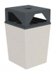 Cestino portarifiuti trapezoidale in cemento con coperchio - colore Grigio pietra - cm 60x60x97,8h - Conforme ai CAM