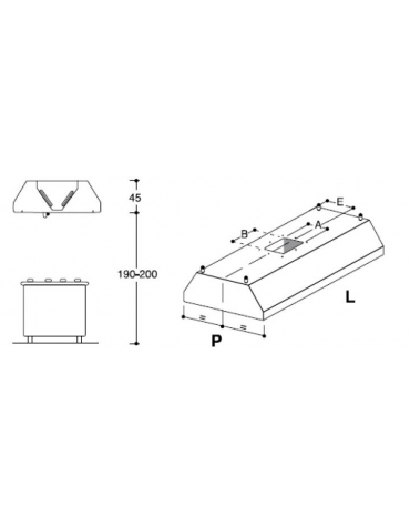 Cappa centrale inox professionale per ristorazione cm 130x120x45