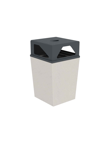 Cestino portarifiuti trapezoidale in graniglia di marmo sabbiato con coperchio - colore a scelta - cm 60x60x97,8h - CAM