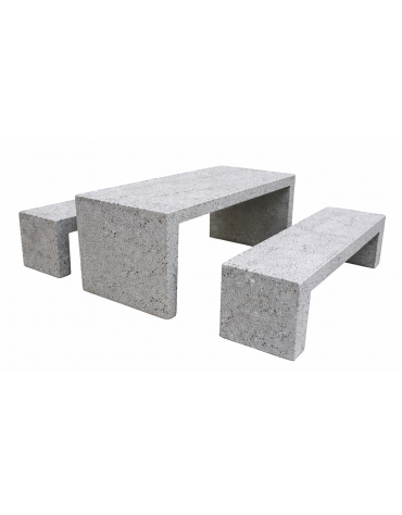Set pic nic in cemento colore Grigio pietra - composto da 1 tavolo cm 200x80x80h e 2 panche cm 200x50x50h - Conforme ai CAM