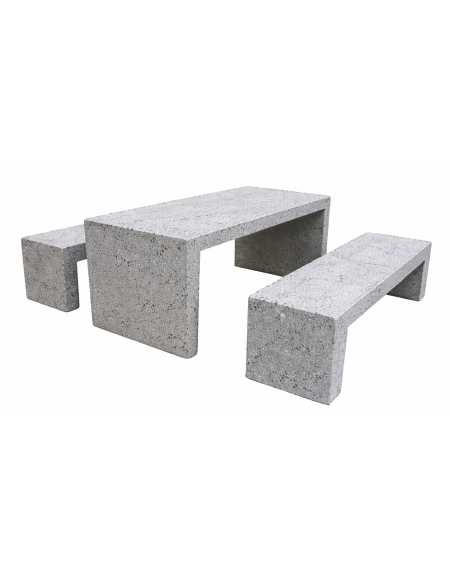 Set pic nic in cemento colore Grigio pietra - composto da 1 tavolo cm 200x80x80h e 2 panche cm 200x50x50h - Conforme ai CAM