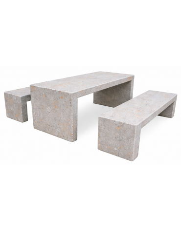 Set pic nic in cemento colore Grigio travertino - composto da 1 tavolo cm 200x80x80h e 2 panche cm 200x50x50h - CAM