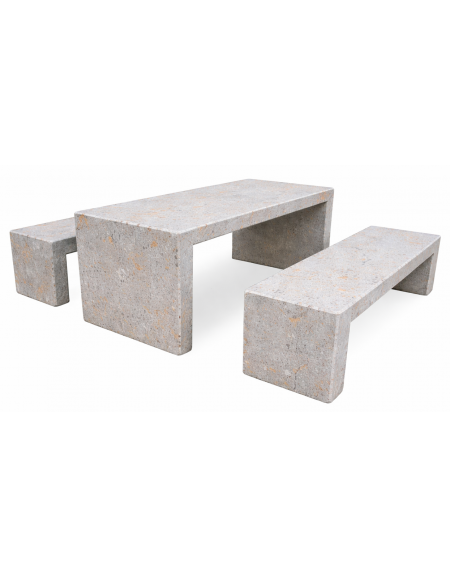Set pic nic in cemento colore Grigio travertino - composto da 1 tavolo cm 200x80x80h e 2 panche cm 200x50x50h - CAM