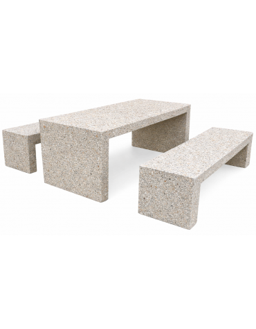 Set pic nic in cemento colore Grigio sabbiato - composto da 1 tavolo cm 200x80x80h e 2 panche cm 200x50x50h - Conforme ai CAM