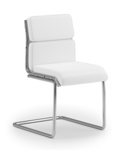 Poltrona visitatore a slitta, struttura in alluminio - senza braccioli - rivestimento ignifugo - Certificata CAM