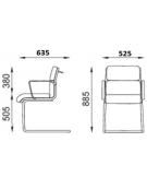 Poltrona visitatore a slitta, struttura in alluminio con braccioli fissi - rivestimento ignifugo - Certificata CAM