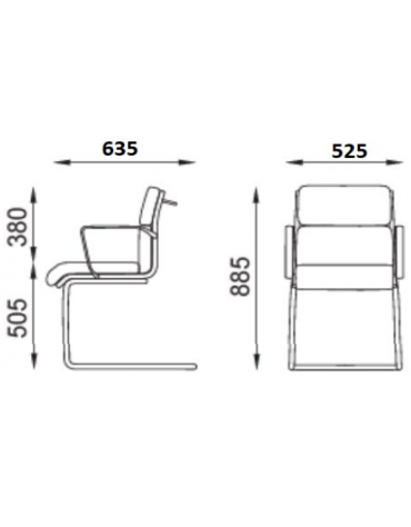 Poltrona visitatore a slitta, struttura in alluminio con braccioli fissi - rivestimento ignifugo - Certificata CAM