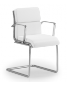 Poltrona visitatore a slitta, struttura in alluminio con braccioli fissi - rivestimento ignifugo - Certificata CAM