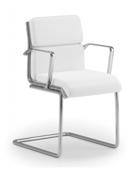 Poltrona visitatore a slitta, struttura in alluminio con braccioli fissi - rivestimento ignifugo - Certificata CAM