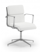 Poltrona visitatore girevole su base 4 razze con schienale basso e braccioli - rivestimento ignifugo - Certificata CAM