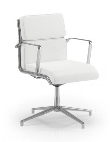 Poltrona visitatore girevole su base 4 razze con schienale basso e braccioli - rivestimento ignifugo - Certificata CAM