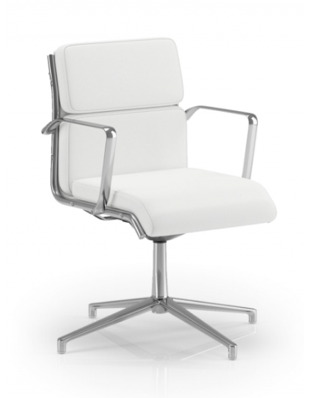 Poltrona visitatore girevole su base 4 razze con schienale basso e braccioli - rivestimento ignifugo - Certificata CAM