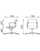 Poltrona visitatore girevole su base 4 razze con schienale basso e braccioli - rivestimento ignifugo - Certificata CAM
