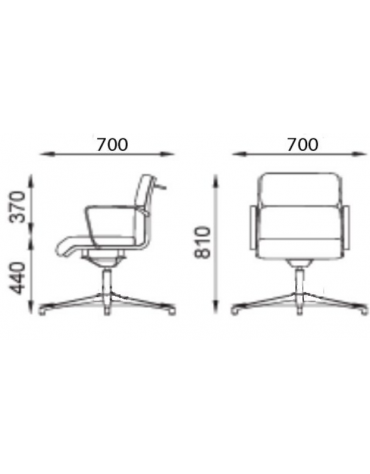 Poltrona visitatore girevole su base 4 razze con schienale basso - rivestimento ignifugo - Certificata CAM