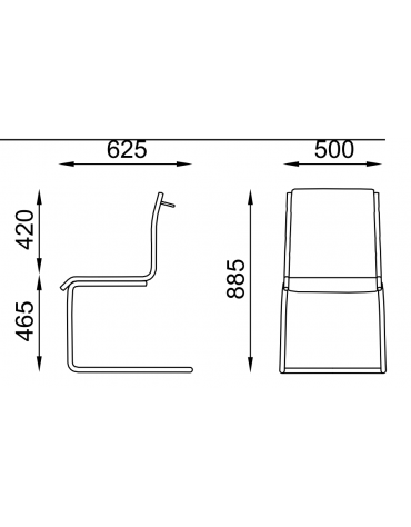 Poltrona visitatore a slitta - senza braccioli - sedile e schienale imbottito e rivestimento ignifugo - Certificata CAM